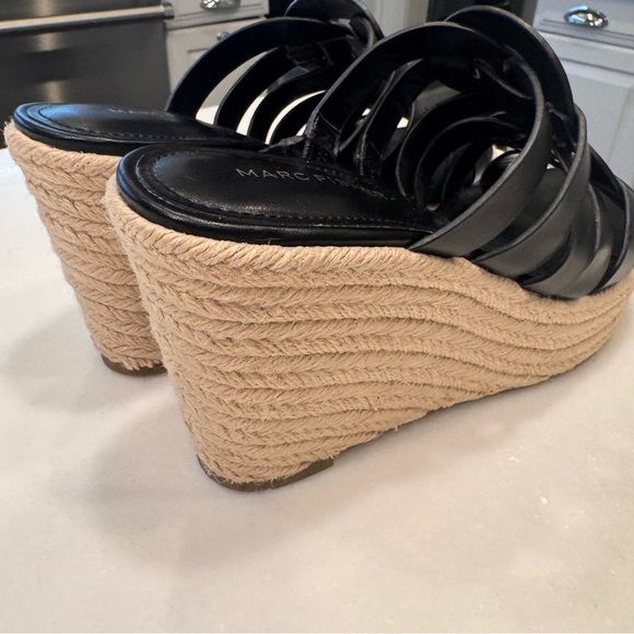 NEW! Marc Fisher Cazzie Espadrille Wedge Slip On Sandals Black Size 8.5 - Picture 6 of 11